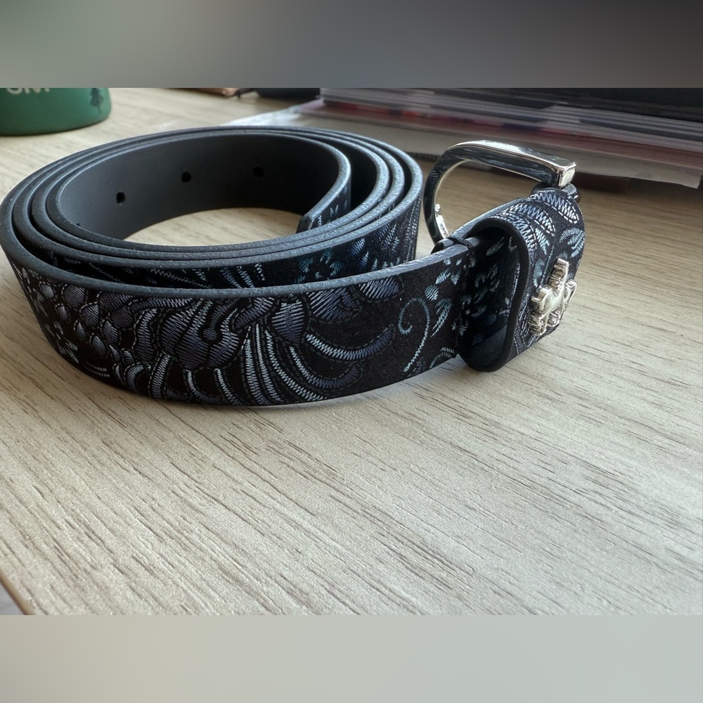 Embassy London Genuine Leather Patterned Blue Men's Belt - Picture 2 of 7